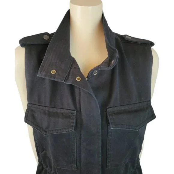 Aritzia Talula Yerwood Utility Vest Flap Pockets Drawstring Waist Epaulet - Picture 5 of 12